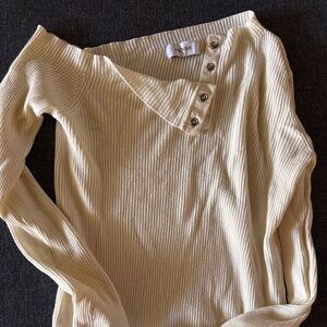 *NWOT* Henne Argo L/S Rib Top | Cream | Size L